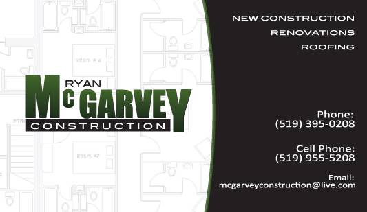 Ryan McGarvey Construction Business Card